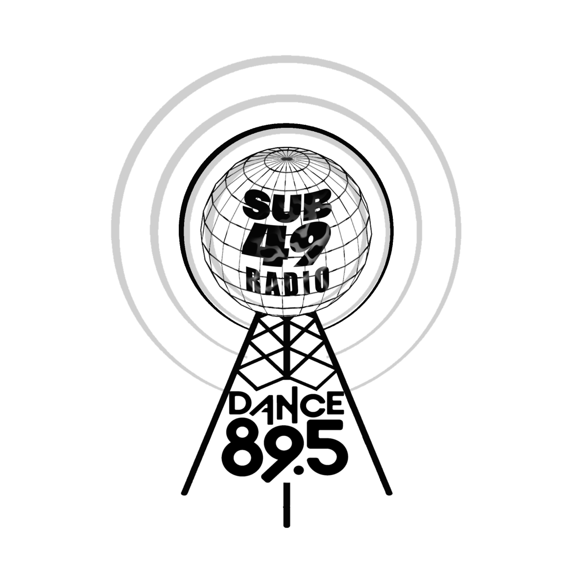 The image of a radio tower with "Sub 49 Records" and DANCE 89.5